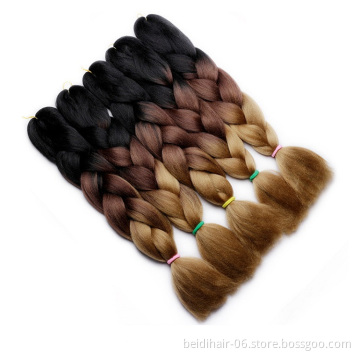 African Synthetic Hair For Braids Extensions Fibre Jumbo Hair Braid Color Pre-Stretched Synthetic Braiding Hair